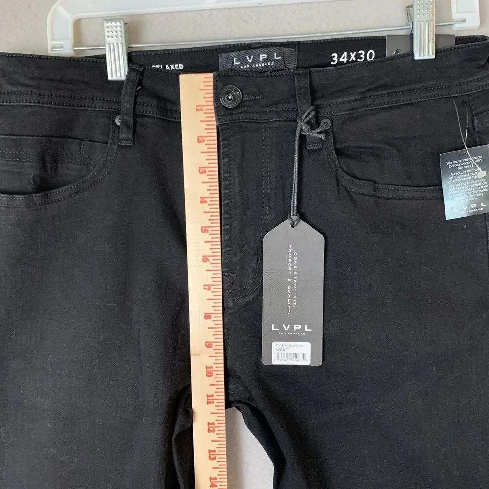 LVPL Liverpool Jeans Men 34x30 Black Kingston Relaxed Straight Preppy Dadcore